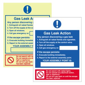 Gas leak action notice