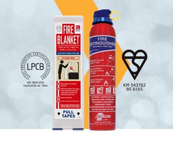 Fire Blanket and Aerosol Fire Safety Pack