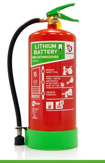 9 Litre Lithium Battery Fire Extinguisher using FIREBLOCK Lithium Gel