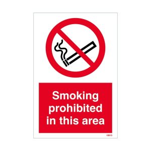 Smoking Prohibited In This Area Sign