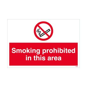 Smoking Prohibited In This Area Sign