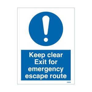 Keep Clear Exit For Emergency Escape Route Sign