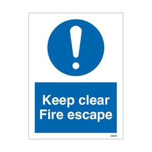 Keep Clear Fire Escape Sign