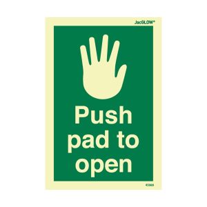 JacGLOW Photoluminescent Push Pad To Open Sign