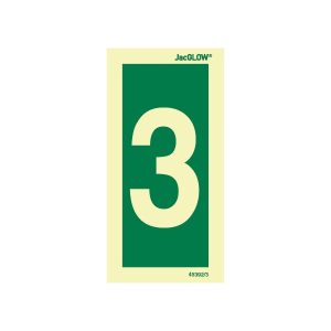 JacGLOW Photoluminescent Number 3 Sign