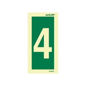 JacGLOW Photoluminescent Number 4 Sign