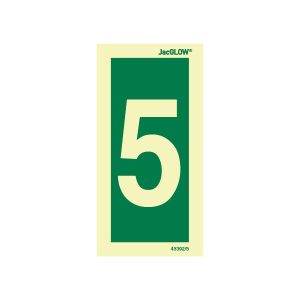 JacGLOW Photoluminescent Number 5 Sign
