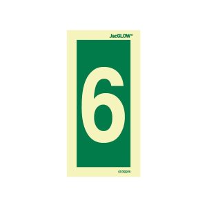 JacGLOW Photoluminescent Number 6 Sign