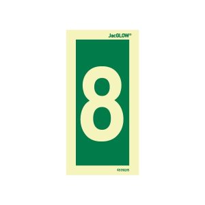 JacGLOW Photoluminescent Number 8 Sign