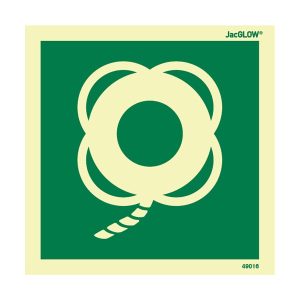 JacGLOW Photoluminescent Lifebuoy with Line Sign