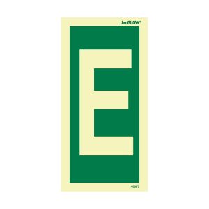 JacGLOW Photoluminescent Letter E Sign