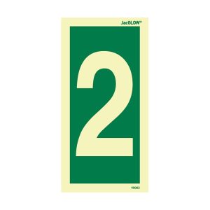JacGLOW Photoluminescent Number 2 Sign