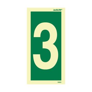 JacGLOW Photoluminescent Number 3 Sign