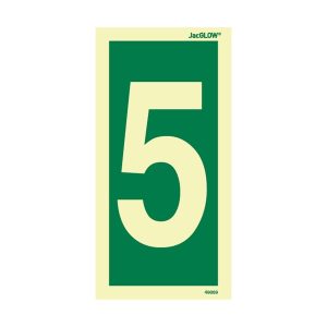 JacGLOW Photoluminescent Number 5 Sign