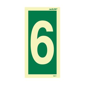 JacGLOW Photoluminescent Number 6 Sign