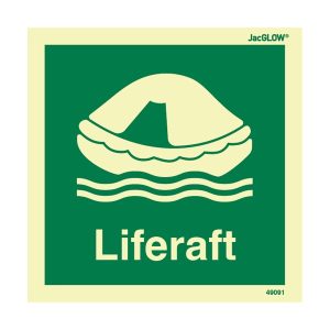 JacGLOW Photoluminescent Liferaft with Text Sign