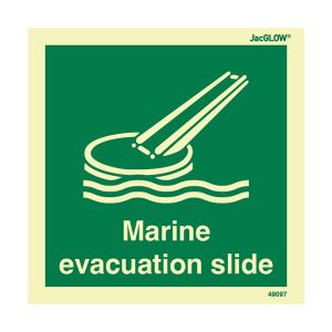 JacGLOW Photoluminescent Marine Evacuation Slide with Text Sign