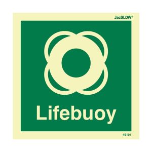 JacGLOW Photoluminescent Lifebuoy with Text Sign