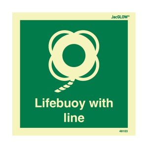 JacGLOW Photoluminescent Lifebuoy with Line with Text Sign