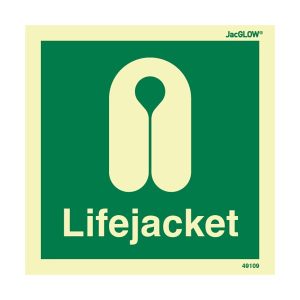 JacGLOW Photoluminescent Lifejacket with Text Sign