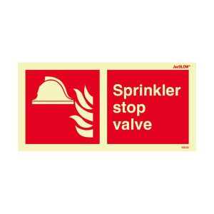 JacGLOW Photoluminescent Sprinkler Stop Valve Sign