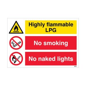 Highly Flammable LPG No Smoking No Naked Lights Sign