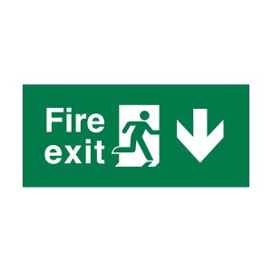 Luminaire Overlay Fire Exit Arrow Down Sign