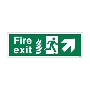 NHS Estates Fire Exit Arrow Up and Right Sign