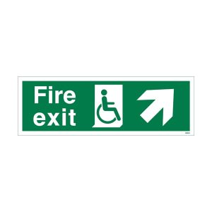 Fire Exit Arrow Up and Right Sign
