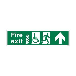 NHS Estates Fire Exit Arrow Straight Ahead Sign