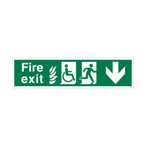 NHS Estates Fire Exit Arrow Down Sign